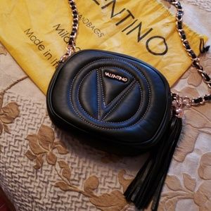 Valentino rose gold and black handbag